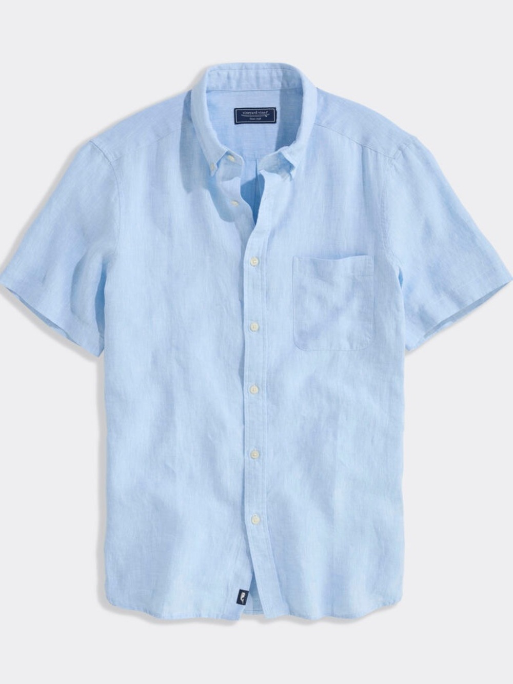 Vineyard Vines Pale Blue Short-Sleeve Linen Button-Down Shirt